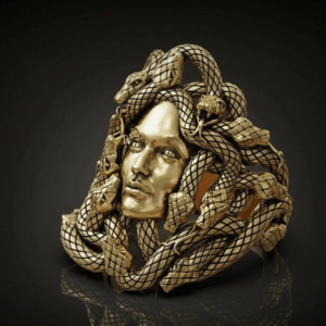 Anillo "Medusa" Imponente en Oro 14k